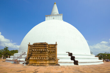 At the ancient Buddhist stupa of Mirisaveti on a sunny day. Anuradhapura, Sri Lanka