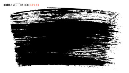 Vector hand drawn big brush stain. Monochrome ink painted stroke. Artistic backdrop. One color grungy background.