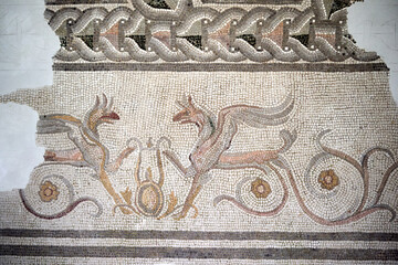 A close up of a mosaic