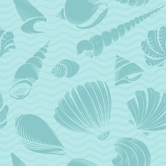 seamless seashells pattern vector illustration