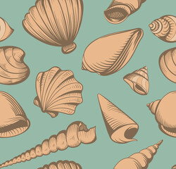 seamless seashells pattern vector illustration