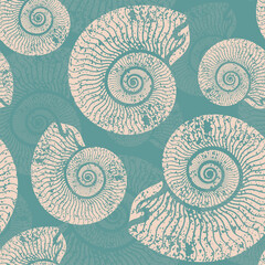 seamless seashell nautilus pattern vector illustration