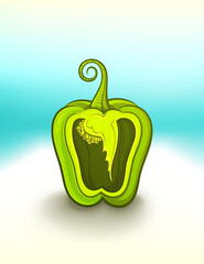 freshness green pepper bright vector illustration