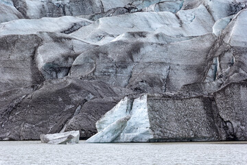 View to the ice front of the glacier Flaajokull in the east of Iceland.