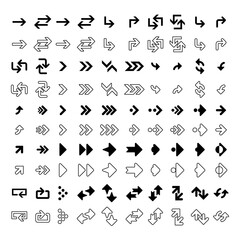 User interface arrows set. Web page pointers, arrowhead signs and buttons. Vector illustrations for website design, navigation, ui, app development topics