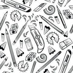 seamless art tools pattern vector illustration