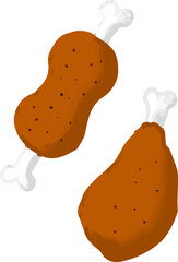 クレヨン画風の骨付き肉２種