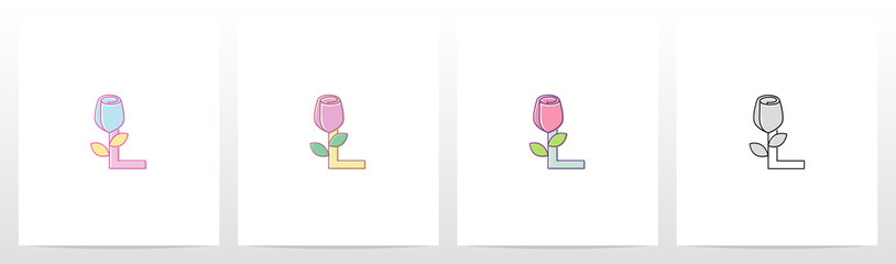 Rose On Letter Logo Design L