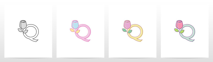 Rose On Letter Logo Design Q