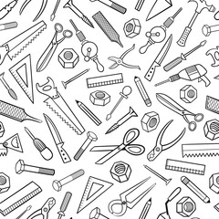 seamless tools outline pattern vector illustration