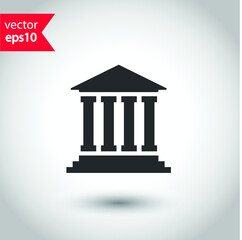 Museum vector icon. Bank sign. Christian temple icon. Art museum flat sign design. Ancient roman greek temple icon. EPS 10 flat symbol pictogram