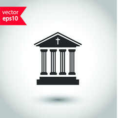 Museum vector icon. Bank sign. Christian temple icon. Art museum flat sign design. Ancient roman greek temple icon. EPS 10 flat symbol pictogram