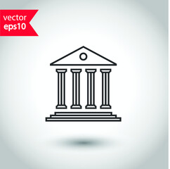 Museum vector icon. Bank sign. Christian temple icon. Art museum flat sign design. Ancient roman greek temple icon. EPS 10 flat symbol pictogram