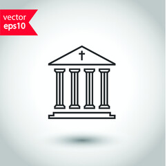 Museum vector icon. Bank sign. Christian temple icon. Art museum flat sign design. Ancient roman greek temple icon. EPS 10 flat symbol pictogram