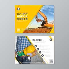 Construction tools cover and back page a4 flyer design template for print