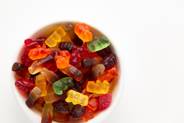 bowl with gummy in white background