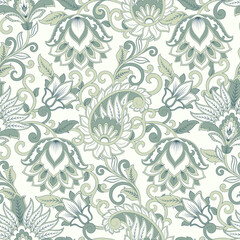 Floral Seamless pattern with paisley ornament.