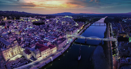Fototapeta premium Aerial view in Tortosa, city of Tarragona.Catalonia,Spain. Drone Photo
