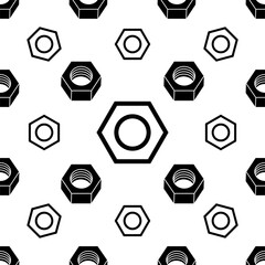 Fototapeta na wymiar Hexagon Nut Icon Seamless Pattern, Threaded Hole Fastener Icon