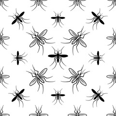 Mosquito Icon Seamless Pattern, Mosquitos Insect Icon