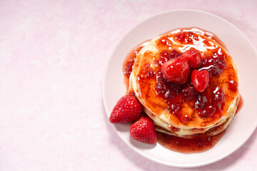 pancakes with strawberry jam
