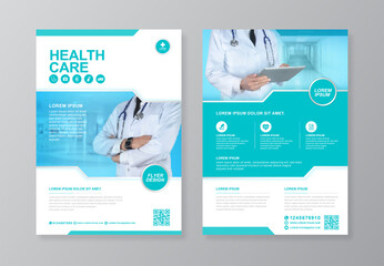 Corporate healthcare and medical cover and back page a4 flyer design template for print