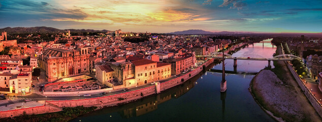Aerial view in Tortosa, city of Tarragona.Catalonia,Spain. Drone Photo