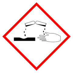 Warning corrosive vector sign isolated on white background, dangerous chemical