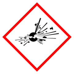 Warning exploding bomb vector sign isolated on white background