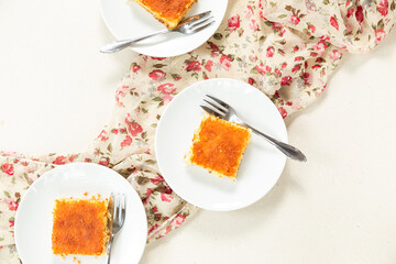 pieces of corn cake in plates