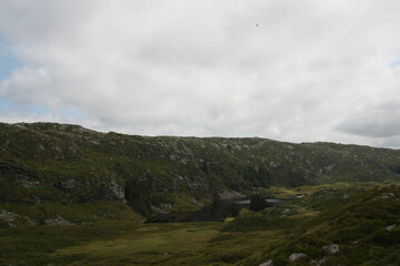 Norwegian landscape with mountains near Bergen town