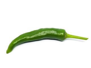 Green chili peppers isolated on white background
