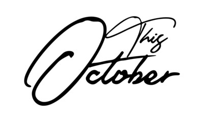 This October Typography Black Color Text On White Background