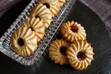 delicious vanilla cookies with jam 