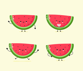 Cute smiling watermelon collection set