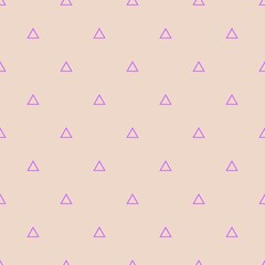Tile vector pattern with violet triangles on pastel beige background