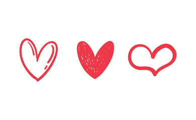 Heart doodles set. Collection of hand drawn hearts for valentine's day design or wedding card invitation.