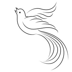 Black outline of adorable flying bird