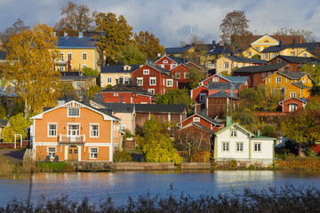 Fototapeta na wymiar Porvoo cityscape on a October day. Finland