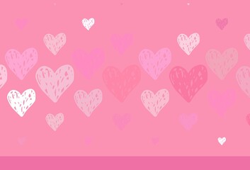 Fototapeta na wymiar Light Pink, Yellow vector background with hearts.