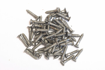 screws on white background