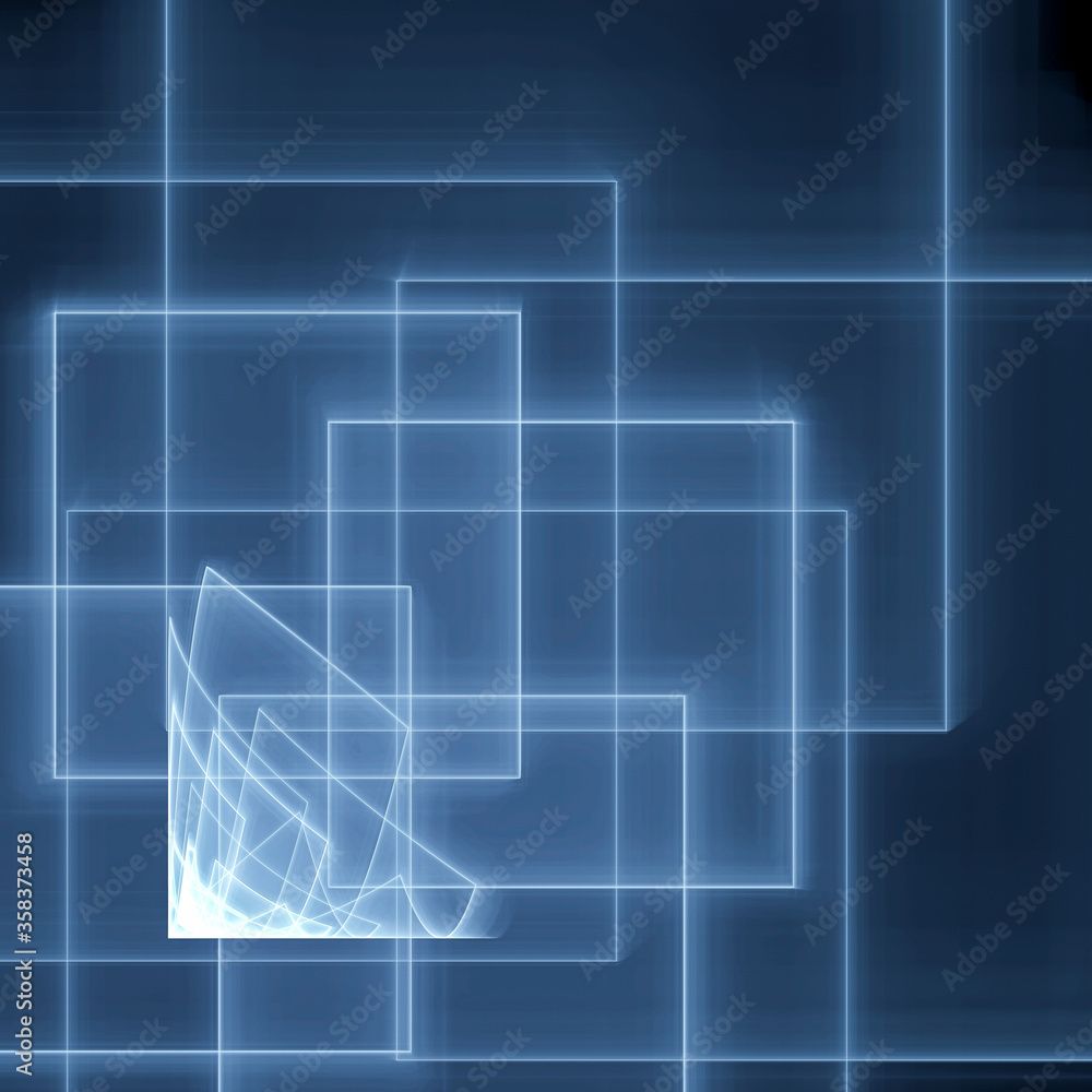 Poster abstract fractal geometric background with transparent squares. squares are stacked on top of each o