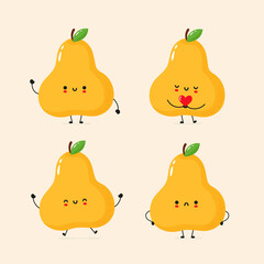 Cute smiling pear collection set