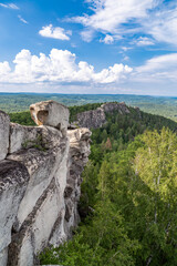 granite rock ridge Shihan. Arakul lake. South Ural