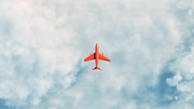 Orange plane over the clouds loop