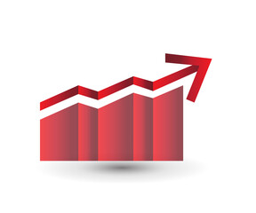 Business red graph statistics growth sales icon logo - obrazy, fototapety, plakaty