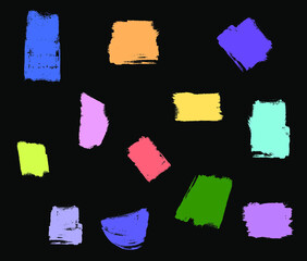 Set of hand painted brush strokes, grunge brushes frame for text modern art, pastel colors.