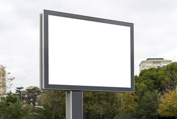 Blank white horizontal gaintboard mockup in empty Caddebostan street