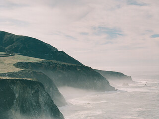 The Pacific coast captured near Bixby Bridge  in Pfeiffer Big Sur State Park between Los Angeles and San Francisco in California