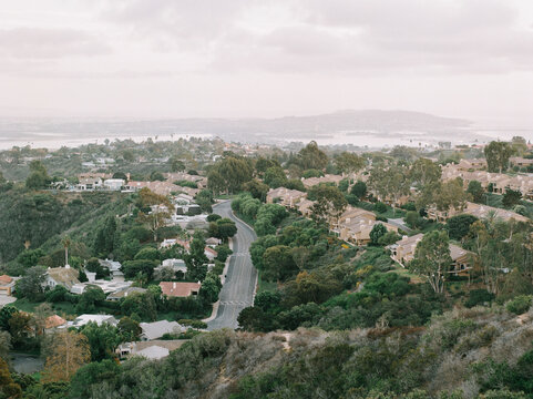 Aerial View of San Diego photographed during golden hour on medium format film